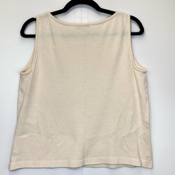 St. John Knit Sleeveless Knit Top Beige Wool Blend - Picture 2 of 6